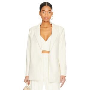 Alice + Olivia Justin Faux Leather Blazer Ecru Size 8 NWT